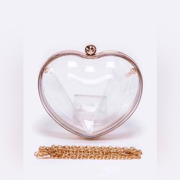 Clear Heart Metal Stadium Clutch Bag - Picture 1 of 2